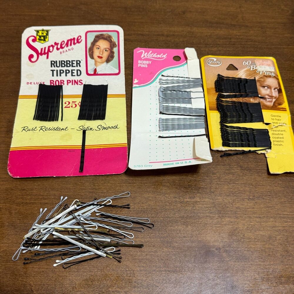 Vintage Carded Rubber Tipped Bob Pins Safety Tip Bobby Supreme Wilhold Goody